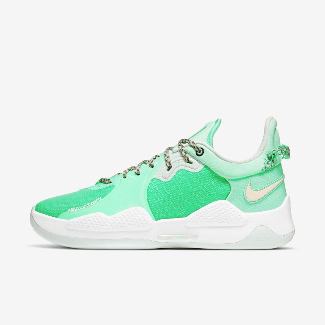 Nike Pg 5 "play For The Future" Basketball Shoes In Green Glow,glacier Blue,platinum Tint,barely Green