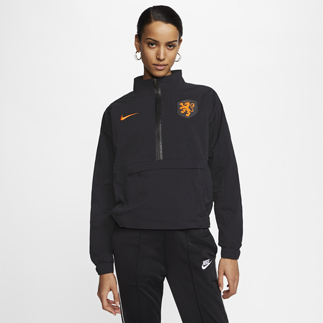 фото Женская футбольная куртка с молнией длиной 1/4 netherlands - черный