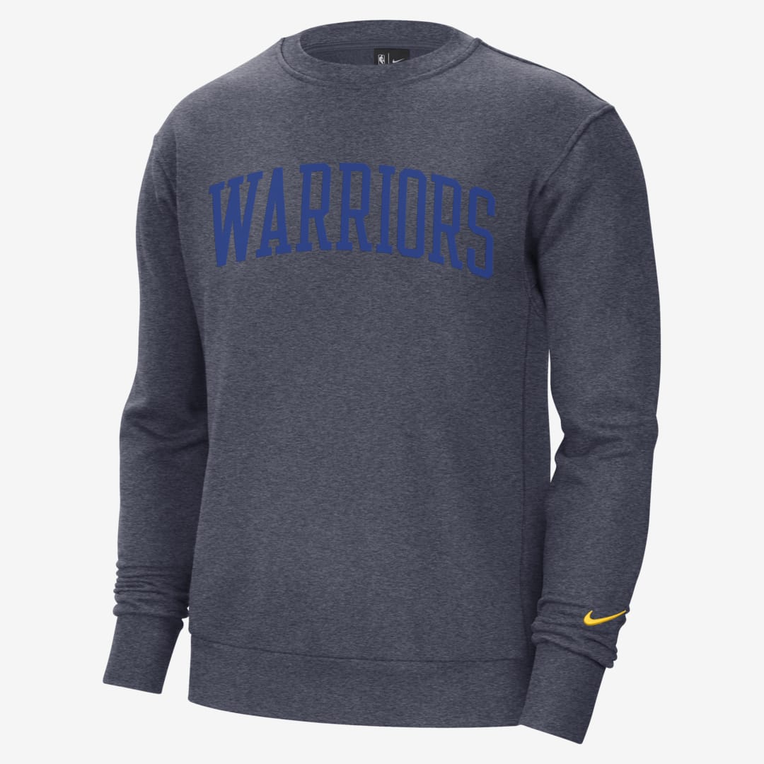 Nike Golden State Warriors Courtside Heritage Men's  Nba Fleece Crew Sweatshirt In Carbon Heather