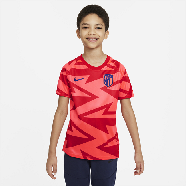 фото Предматчевая игровая футболка с коротким рукавом для школьников atlético madrid - красный