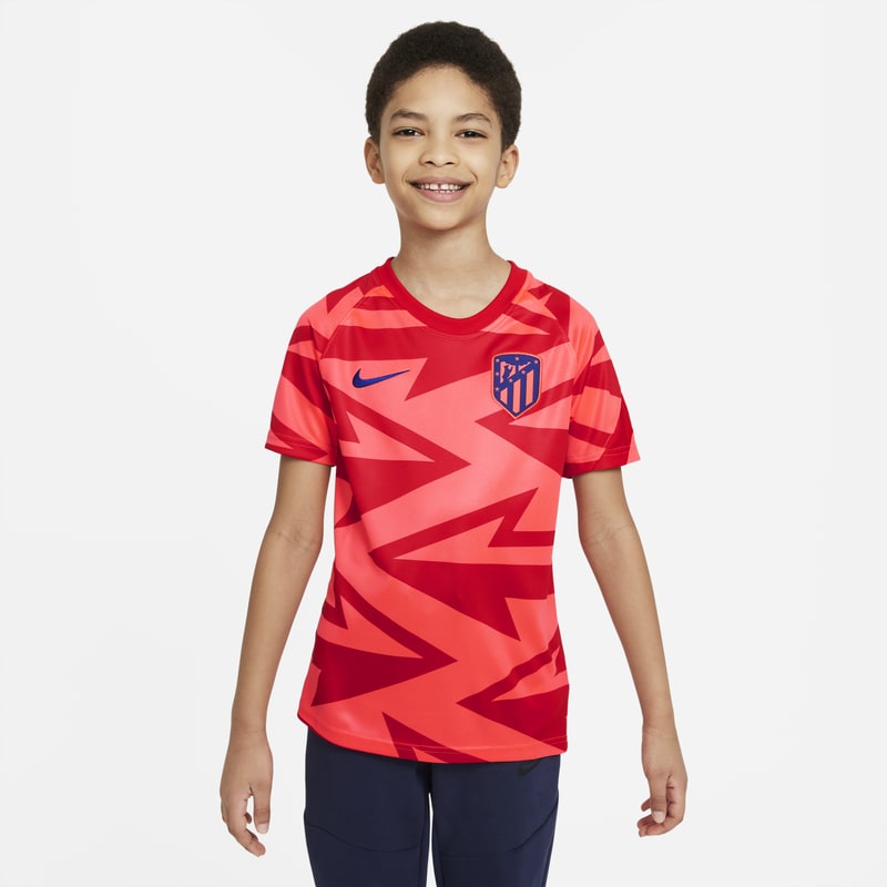 Przedmeczowa koszulka piłkarska z krótkim rękawem dla dużych dzieci Atlético Madryt - Czerwony