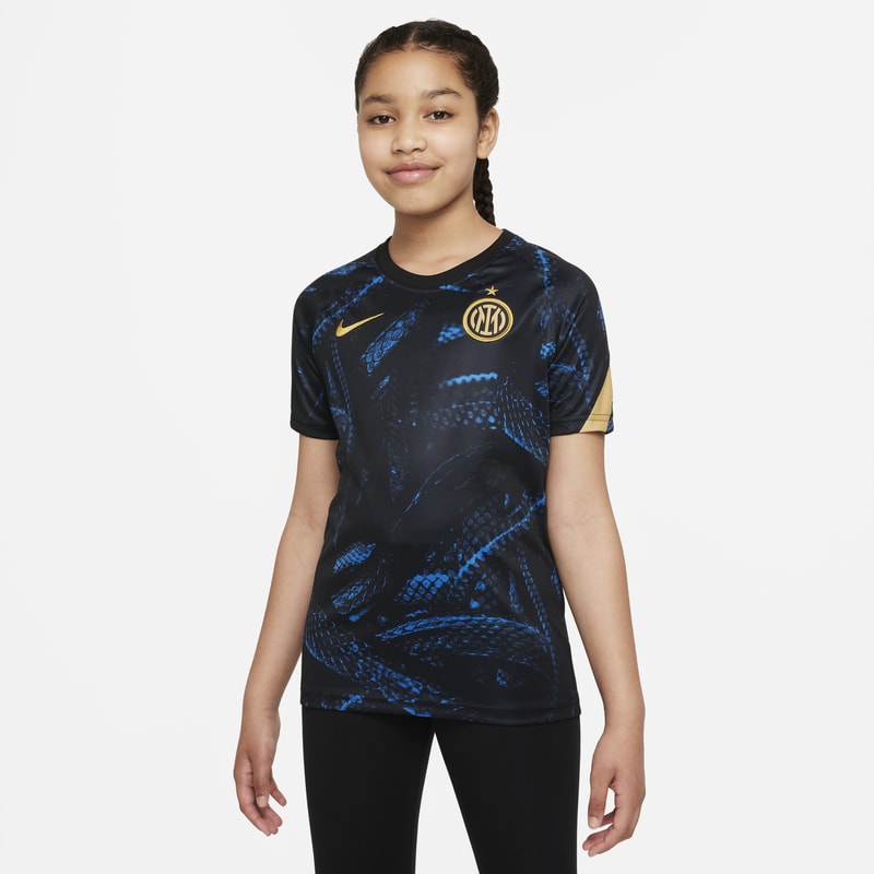 Przedmeczowa koszulka piłkarska dla dużych dzieci Nike Dri-FIT Inter Mediolan - Niebieski