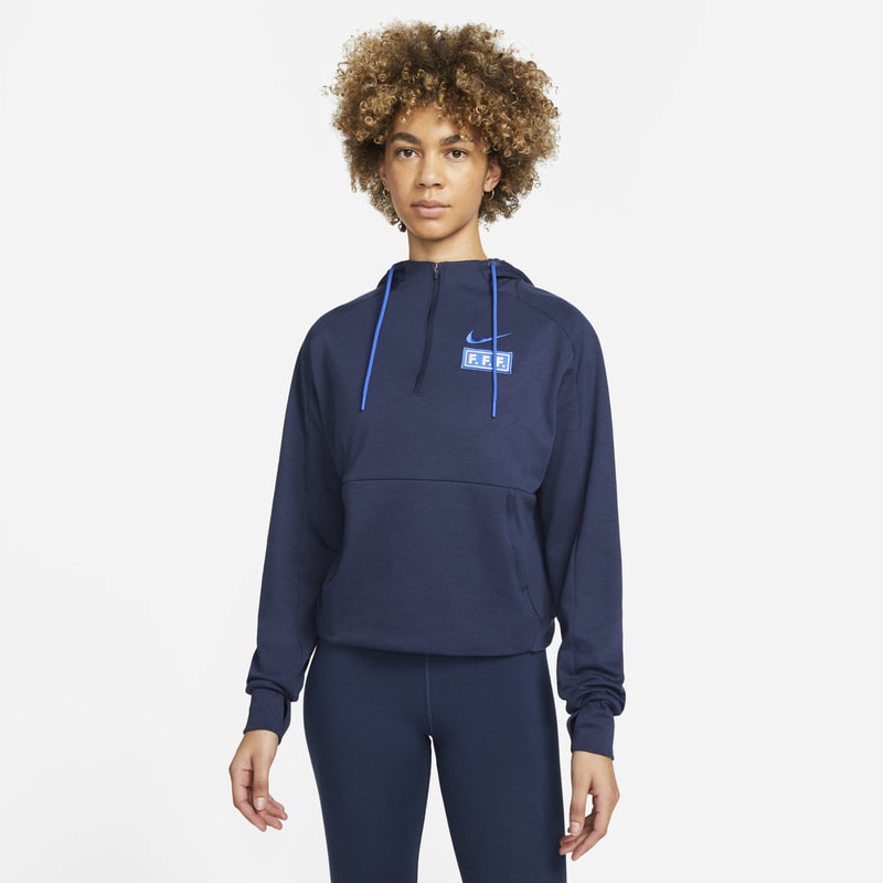 Fotbollshuvtröja FFF med halv dragkedja Nike för kvinnor - Blå