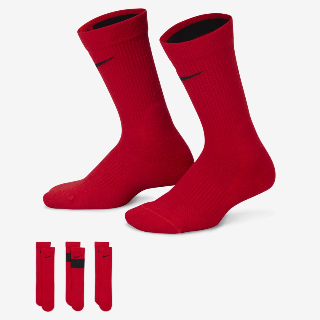 Nike Elite Kids' Basketball Crew Socks (3 Pairs) In Red