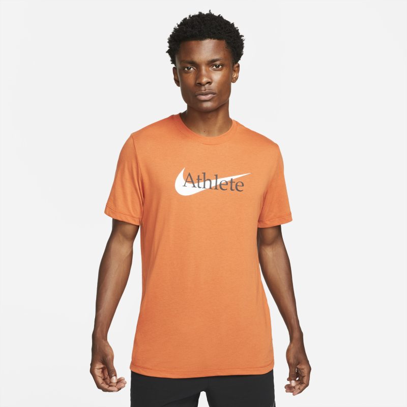 Męski T-shirt treningowy z logo Swoosh Nike Dri-FIT - Pomarańczowy