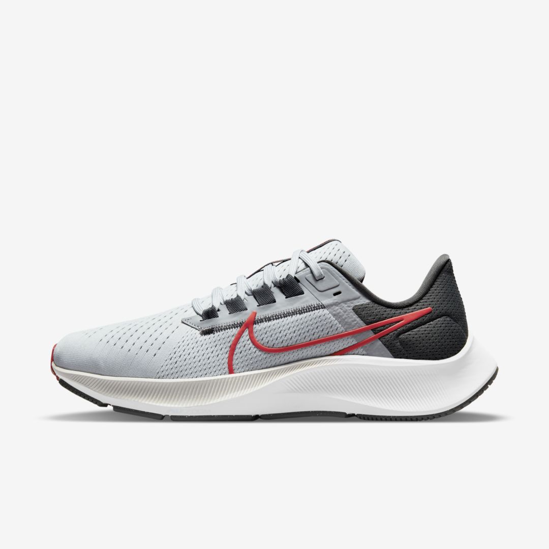 Nike Air Zoom Pegasus 38 Men's Road Running Shoes In Pure Platinum,wolf Grey,iron Grey,chile Red