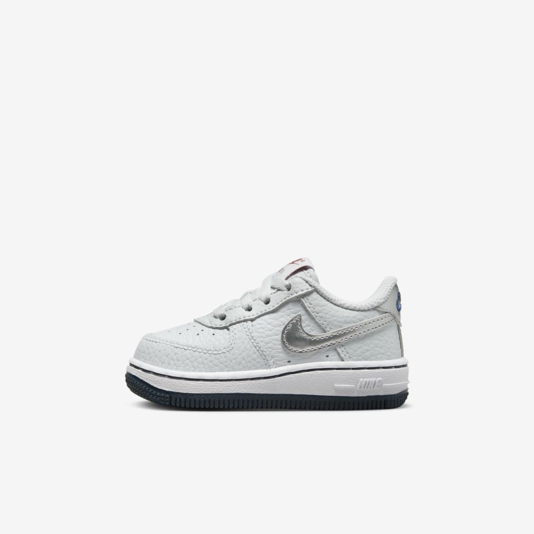 Nike Force 1 Baby/toddler Shoes In Pure Platinum,barely Grape,midnight Navy,metallic Silver