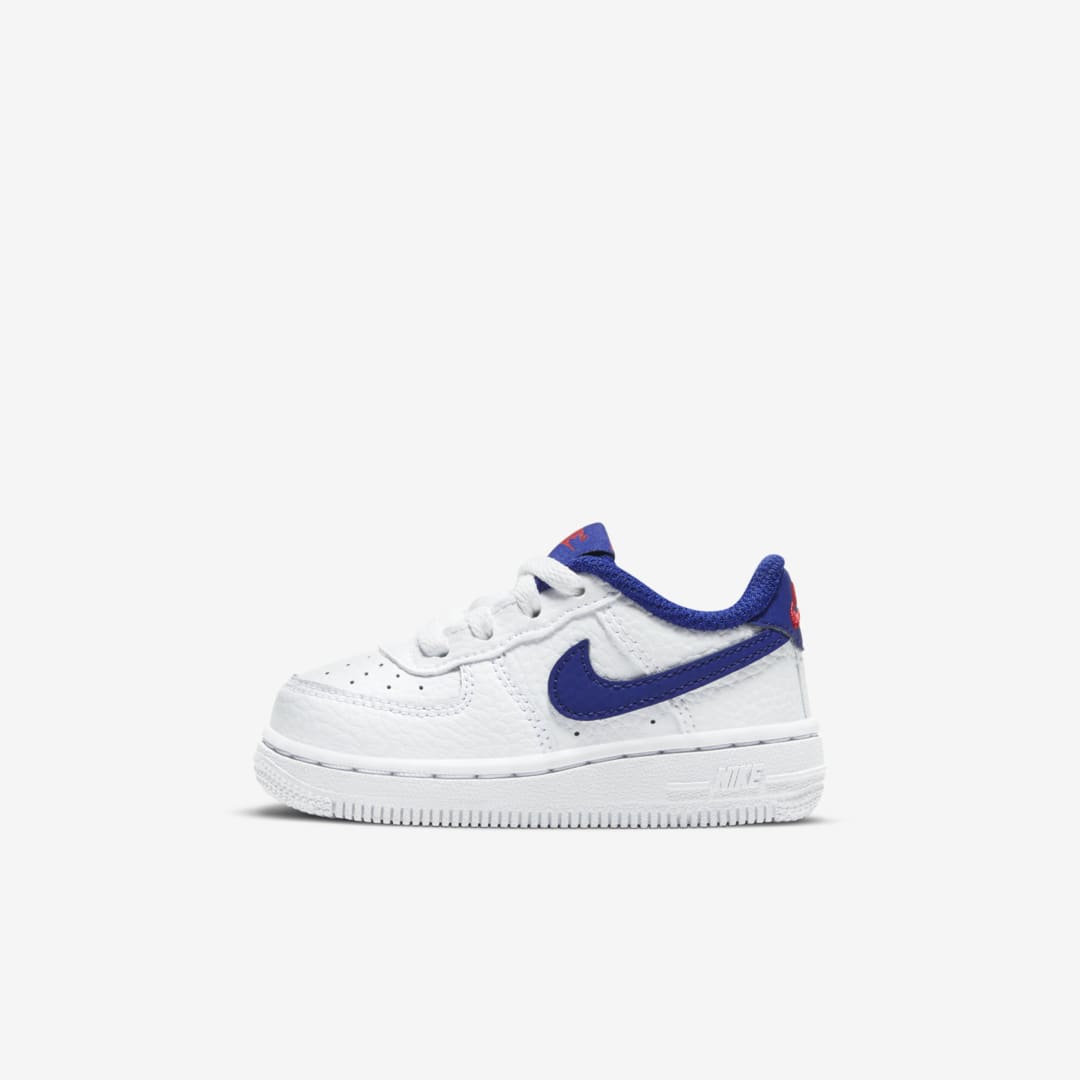 Shop Nike Force 1 Baby/toddler Shoes In White,university Red,deep Royal Blue