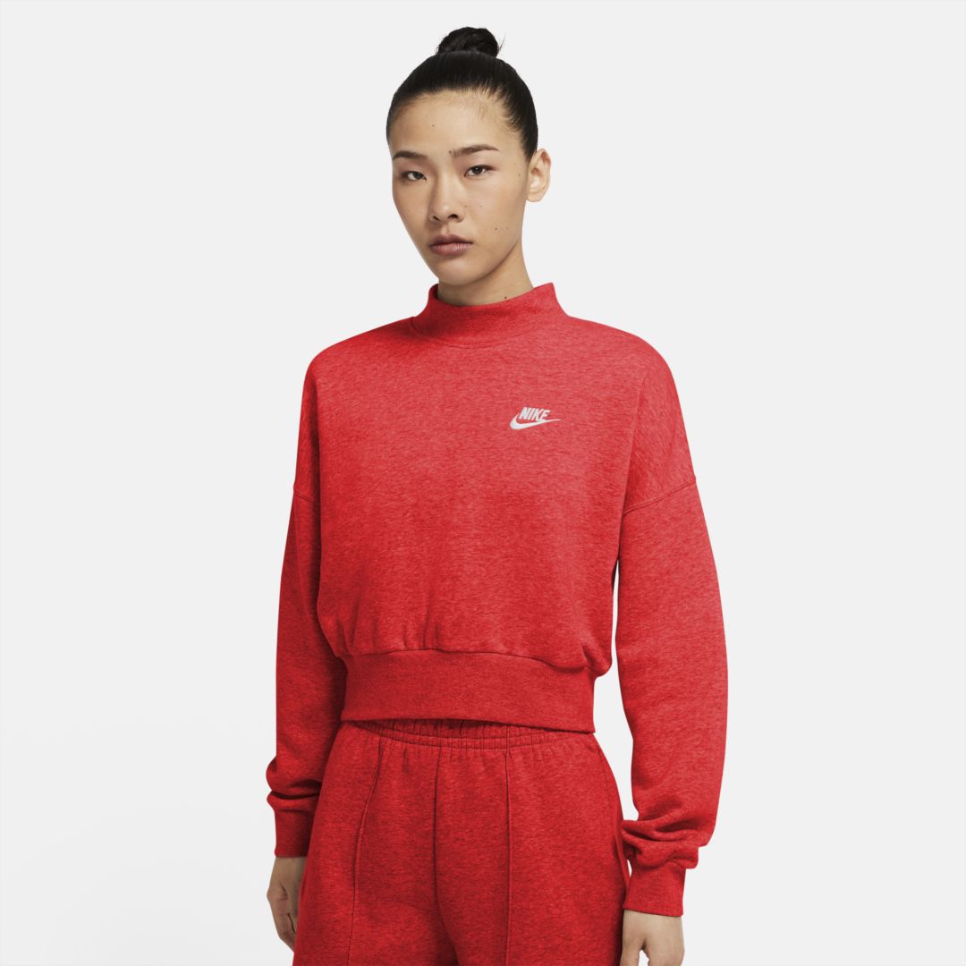 Nike Sportswear Essential Women's Fleece In Chile Red,heather,white