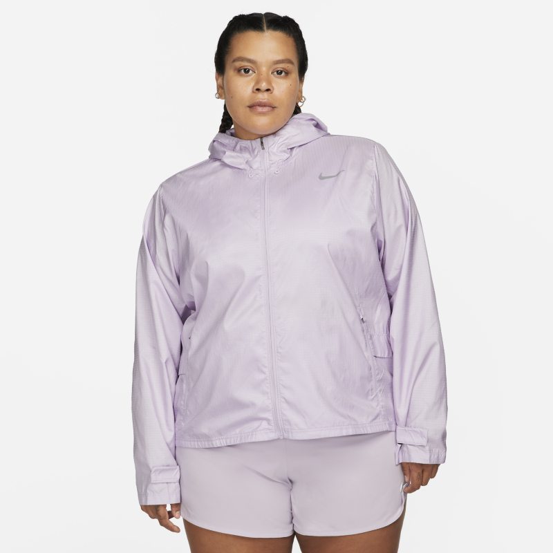 Damska kurtka do biegania z kapturem Nike Essential (duże rozmiary) - Fiolet