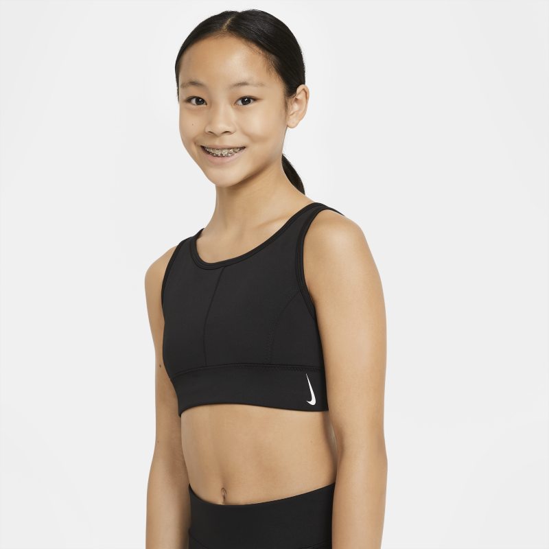 Nike Swoosh Luxe Older Kids' (Girls') Longline Sports Bra - Black