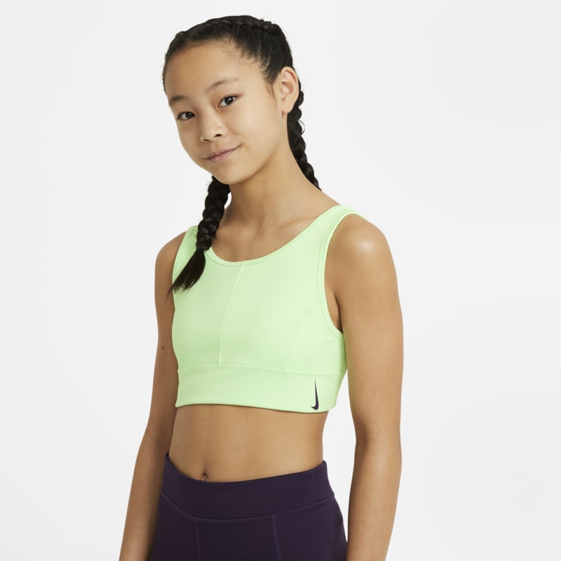 Nike Swoosh Luxe Older Kids' (Girls') Longline Sports Bra - Green
