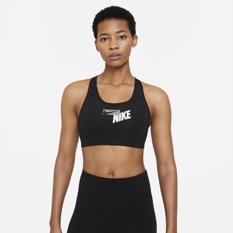 Nike Swoosh Women's Medium-Support 1-Piece Pad Logo Sports Bra - Black