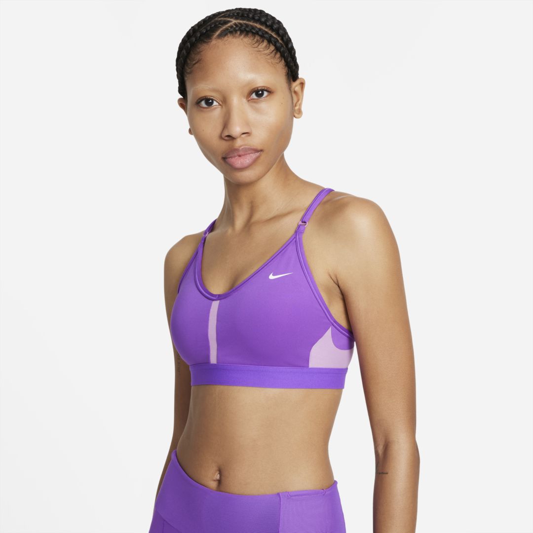 Nike Dri-fit Indy Women's Light-support Padded V-neck Sports Bra In Purple