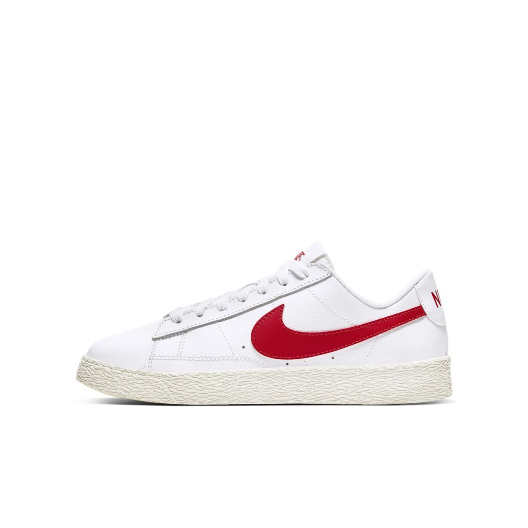 Shop Nike Blazer Low Big Kids' Shoes In White,sail,gum Light Brown,university Red