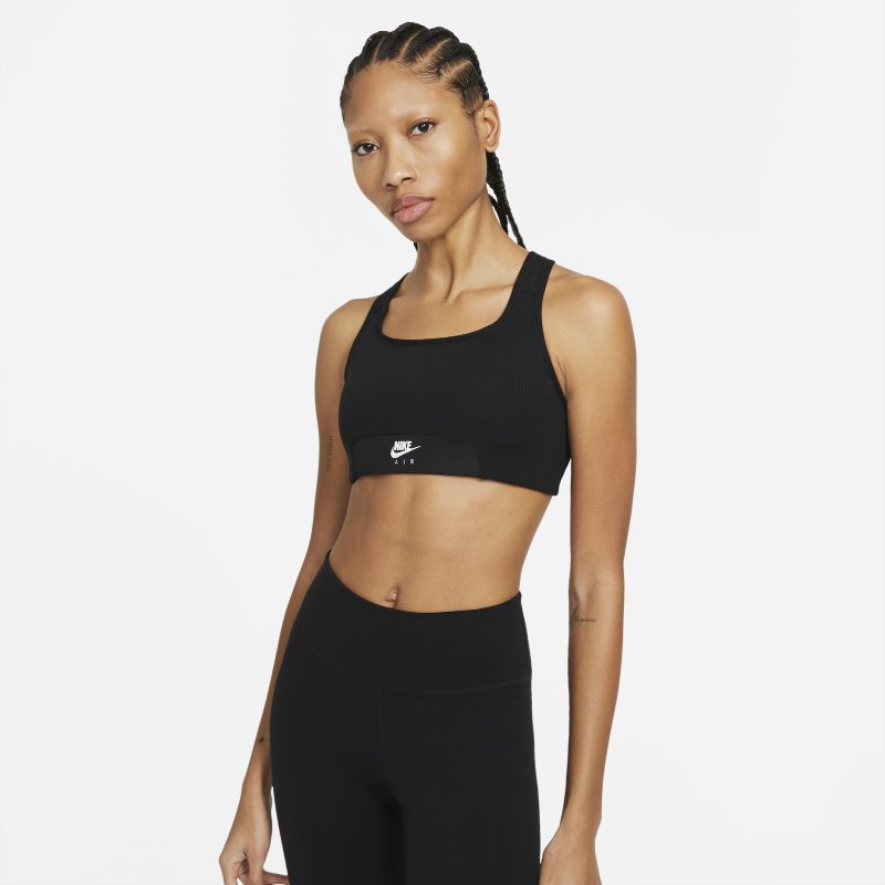 Nike Air Dri-FIT Swoosh Women's Medium-Support 1-Piece Pad Keyhole Sports Bra - Black
