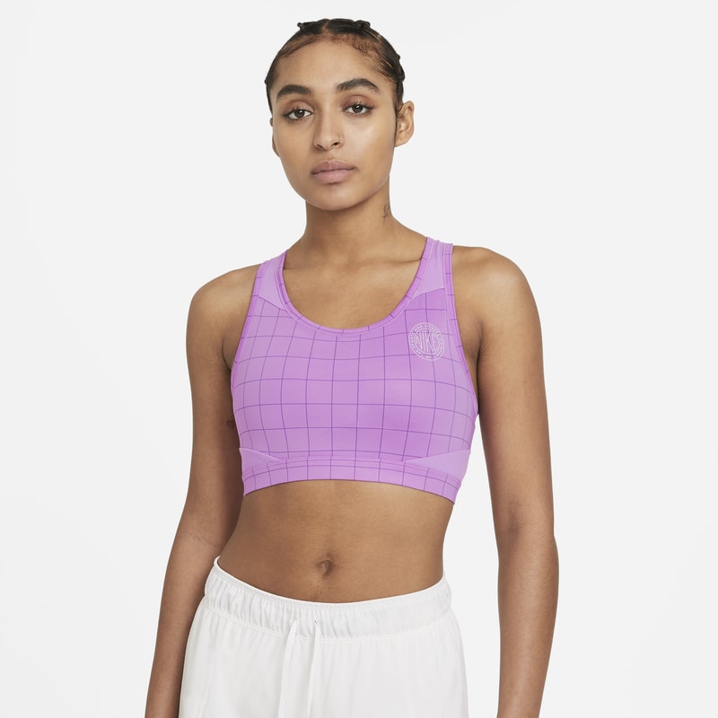 Nike Swoosh Femme Women's Medium-Support 1-Piece Pad Printed Sports Bra - Purple
