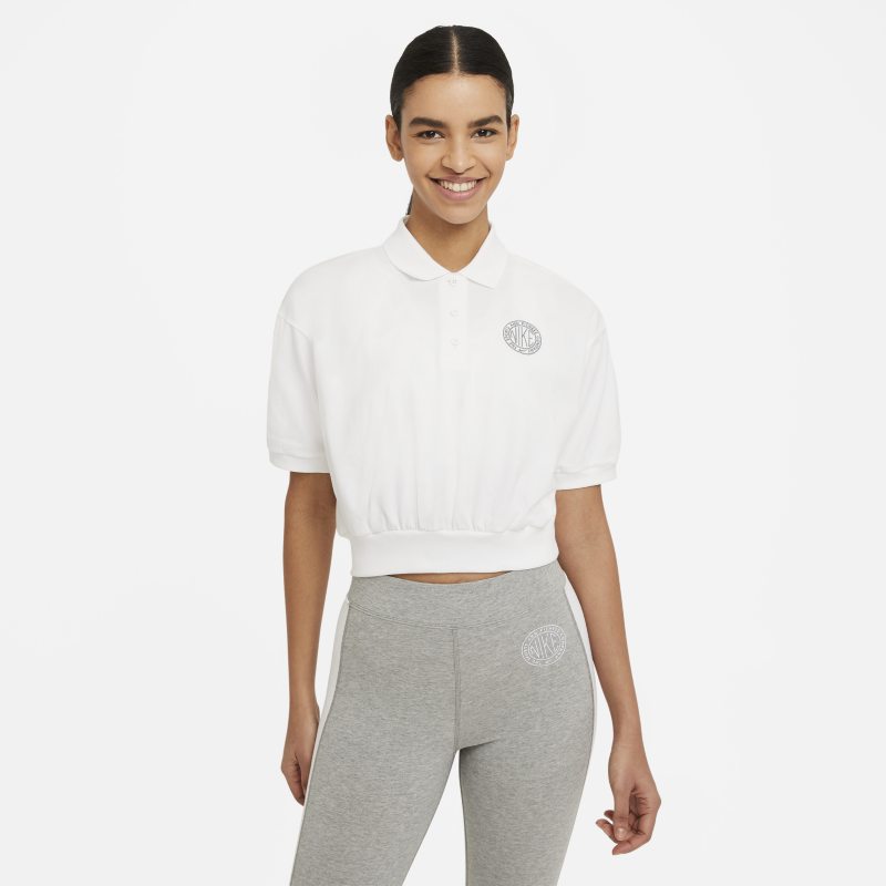 Krótka koszulka damska z kołnierzykiem Nike Sportswear Femme - Biel