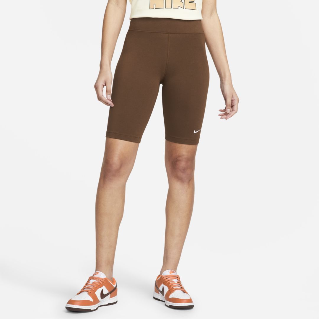 Nike Women's  Sportswear Essential Mid-rise 10" Biker Shorts In Brown