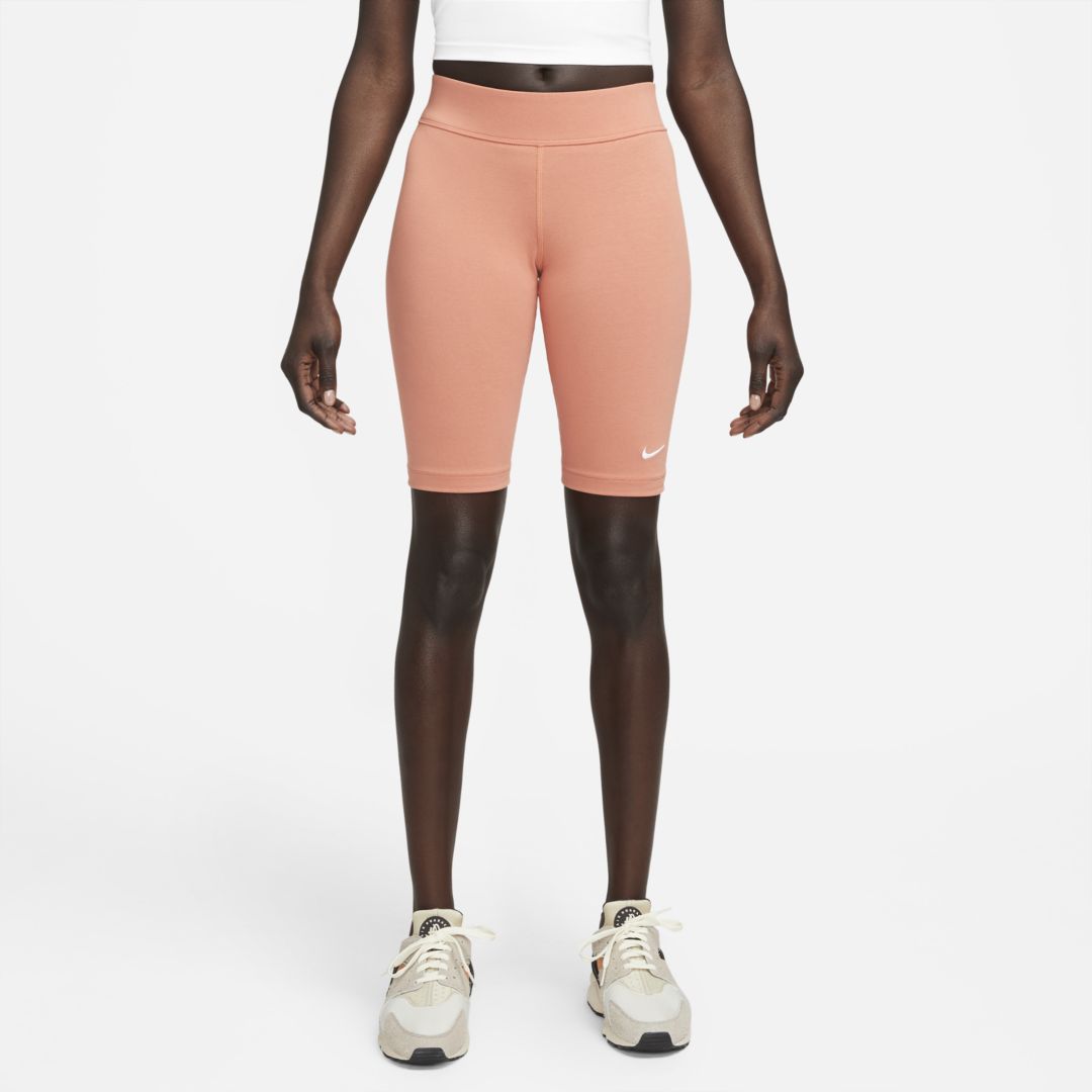 Nike Women's  Sportswear Essential Mid-rise 10" Biker Shorts In Orange