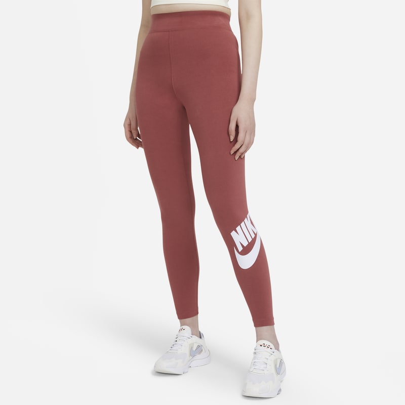 Damskie legginsy z wysokim stanem i logo Nike Sportswear Essential - Czerwony