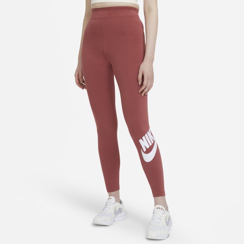 Nike Sportswear Essential Women's High-Waisted Logo Leggings - Red