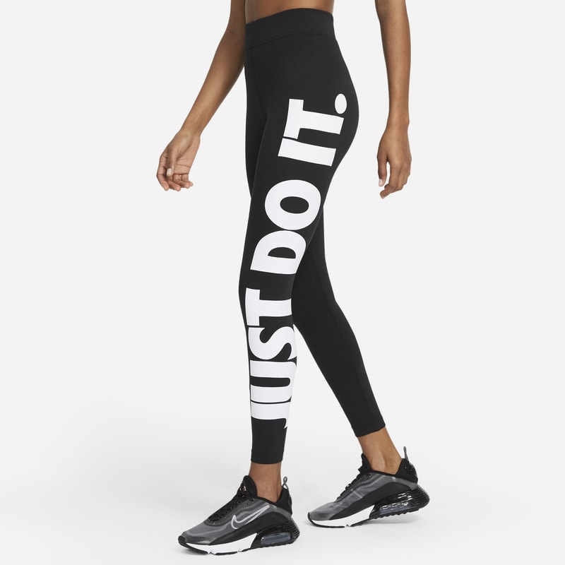 Leggings med hög midja och tryck Nike Sportswear Essential för kvinnor - Svart