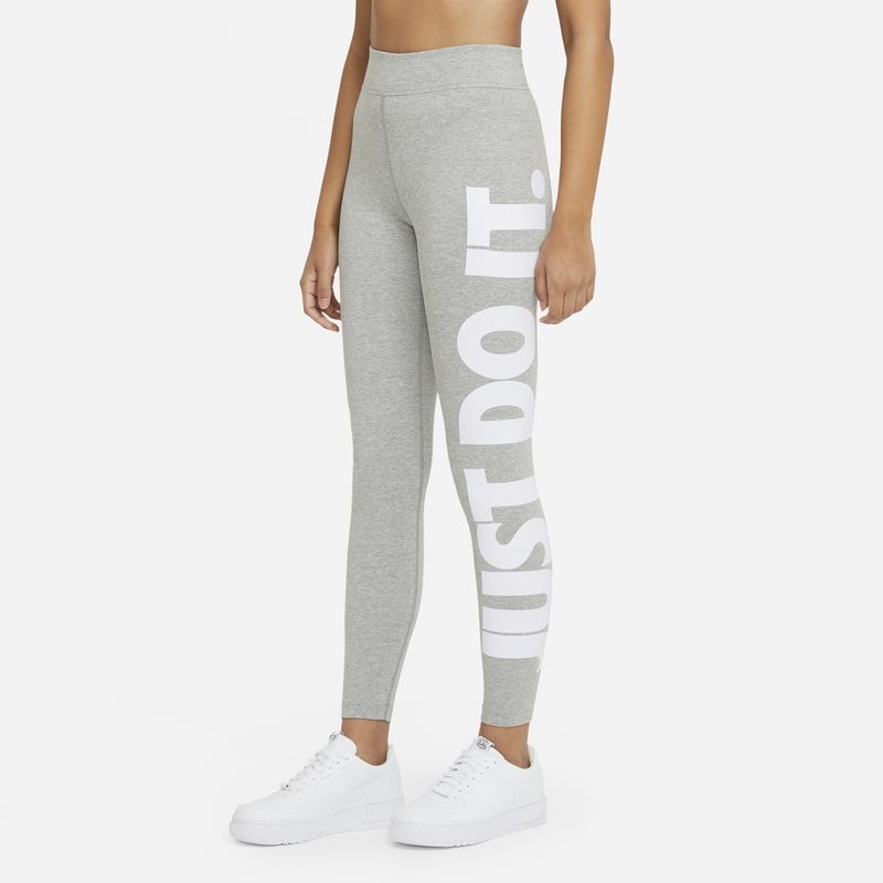 Leggings med hög midja och tryck Nike Sportswear Essential för kvinnor - Grå