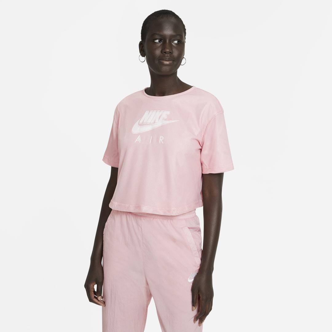Nike Air Women's Mesh Short-sleeve Top In Pink Glaze,white