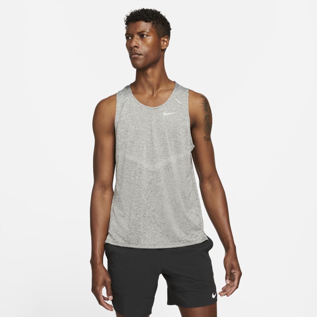 Shop Nike Men's Rise 365 Dri-fit Running Tank Top In Grey