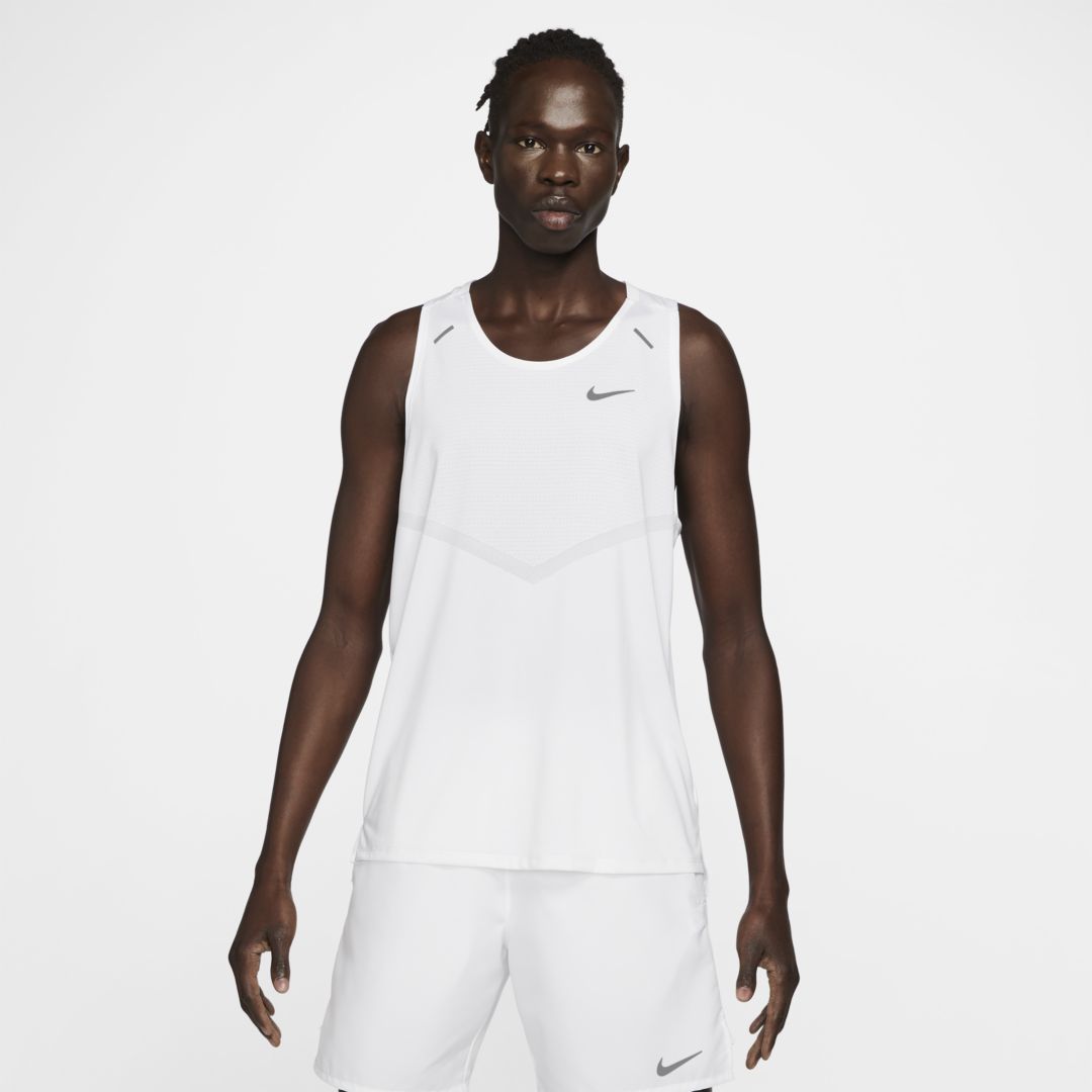 Shop Nike Men's Rise 365 Dri-fit Running Tank Top In White