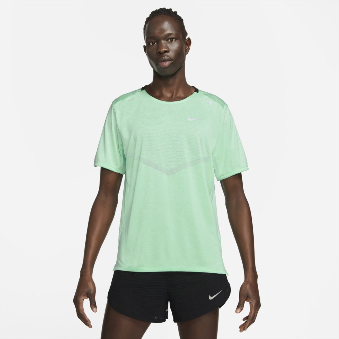 Nike Dri-fit Rise 365 Men's Short-sleeve Running Top In Green Glow,heather