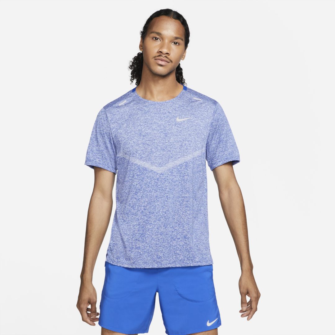 Shop Nike Men's Rise 365 Dri-fit Short-sleeve Running Top In Blue