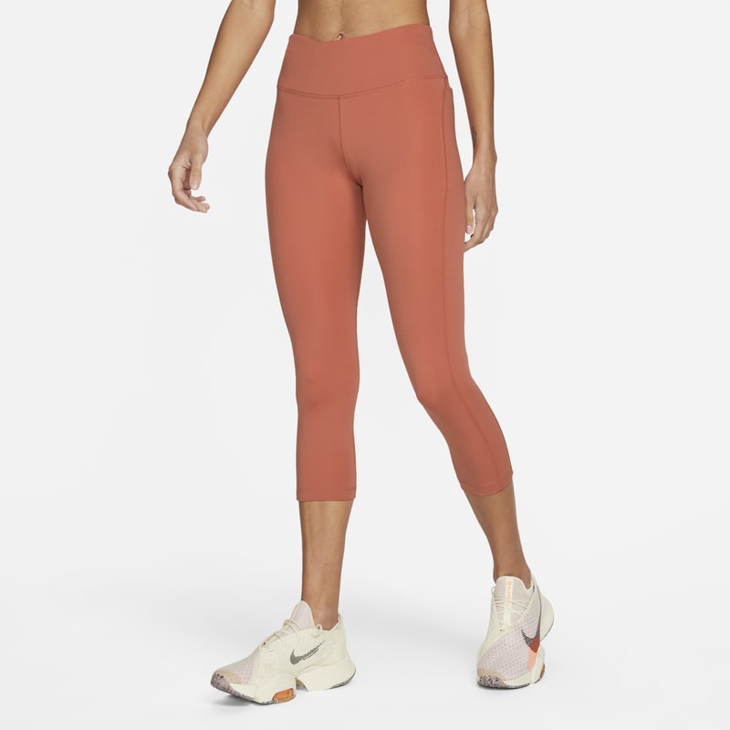 Damskie legginsy ze średnim stanem o skróconym kroju do biegania Nike Fast - Pomarańczowy