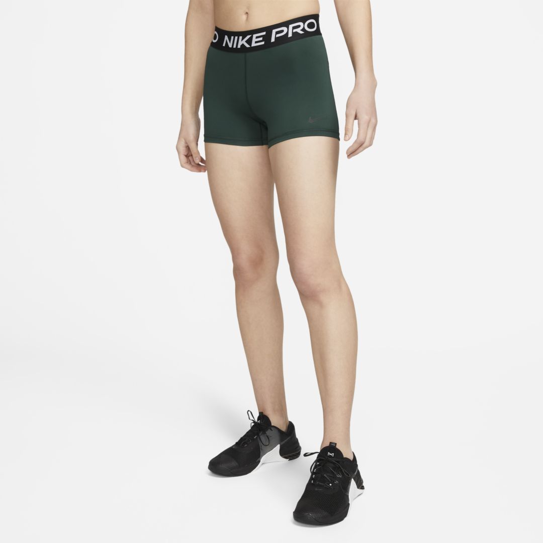 Nike Pro Women's 3" Shorts In Pro Green,black,black