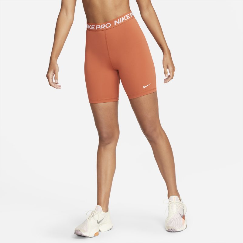 Nike Pro 365 Pantalón corto de talle alto de 18 cm - Mujer - Naranja Nike