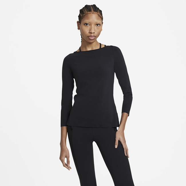 фото Женская футболка с длинным рукавом nike yoga luxe - черный