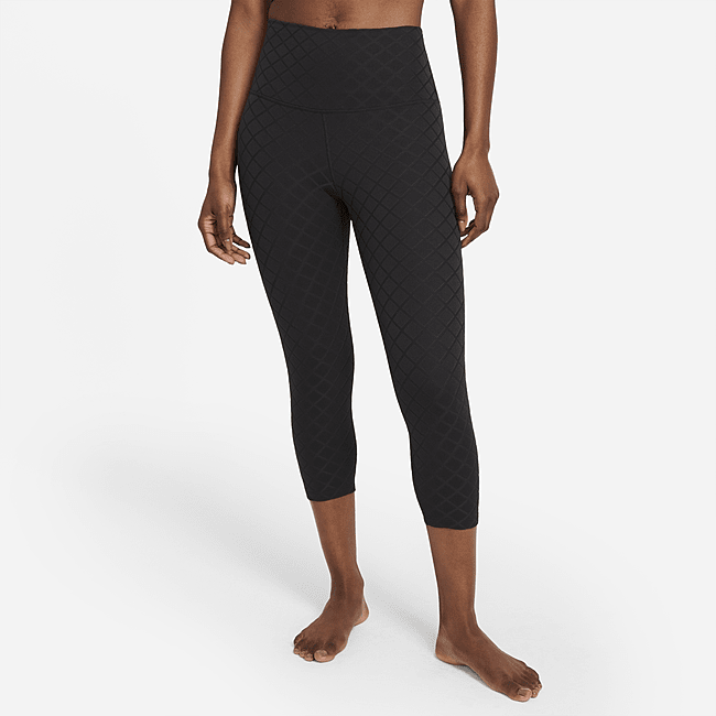 Женские капри из жаккардового материала с высокой посадкой Nike Yoga Luxe - Черный