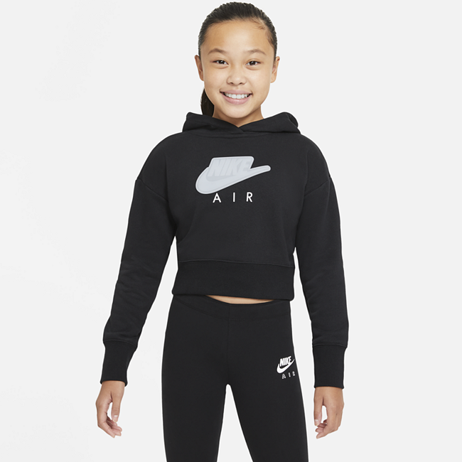 Укороченная худи из ткани френч терри для девочек школьного возраста Nike Air - Черный