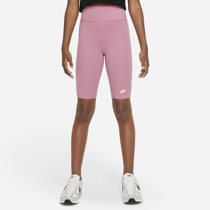 Spodenki do jazdy na rowerze z wysokim stanem dla dużych dzieci (dziewcząt) 23 cm Nike Sportswear - Różowy