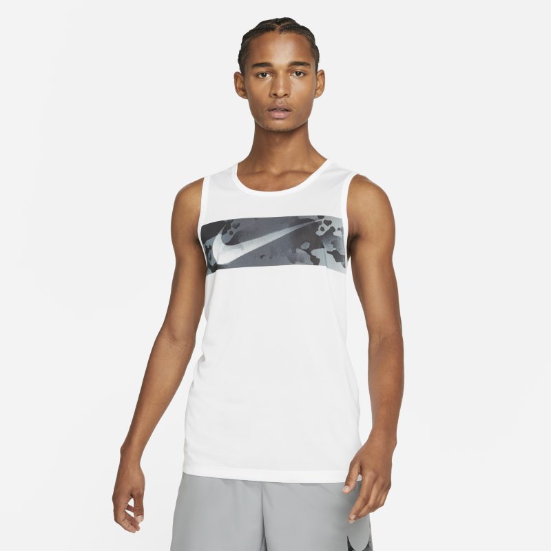 Męska treningowa koszulka bez rękawów moro z logo Swoosh Nike Legend - Biel