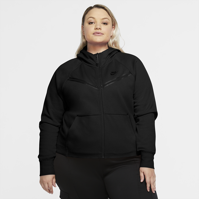 Nike Sportswear Tech Fleece Windrunner hettejakke med hel glidelås til dame - Black