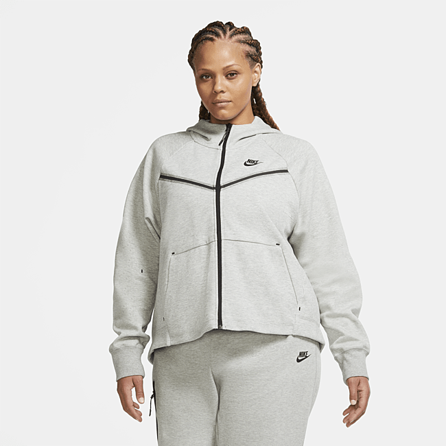 Nike Sportswear Tech Fleece Windrunner hettejakke med hel glidelås til dame - Grey