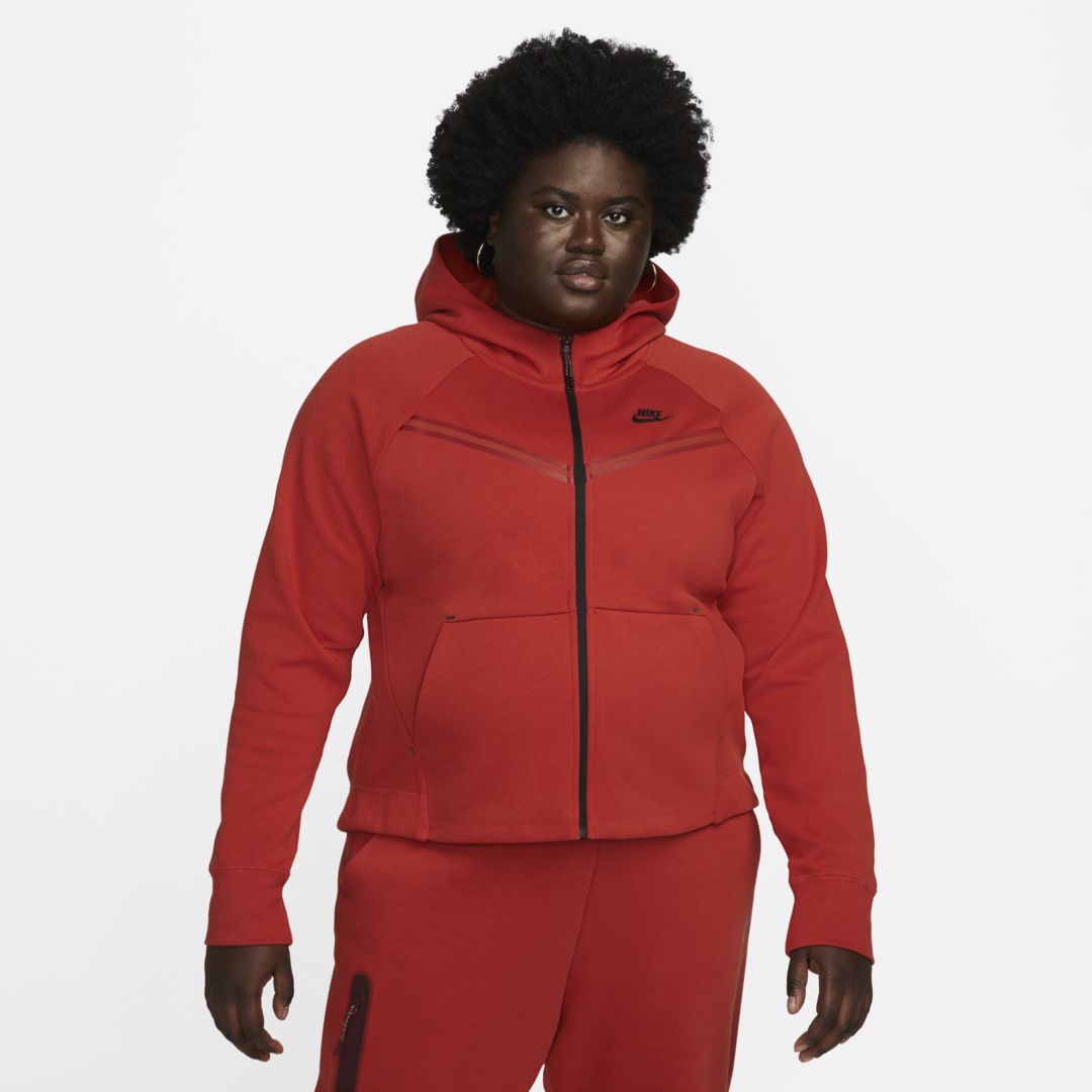 Nike Women's  Sportswear Tech Fleece Windrunner Full-zip Hoodie (plus Size) In Red