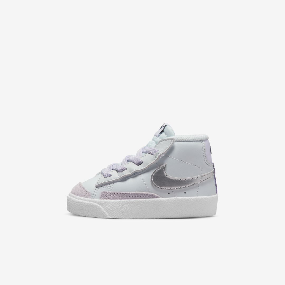 Nike Blazer Mid '77 Baby/toddler Shoes In Pure Platinum/barely Grape/thunder Blue/metallic Silver