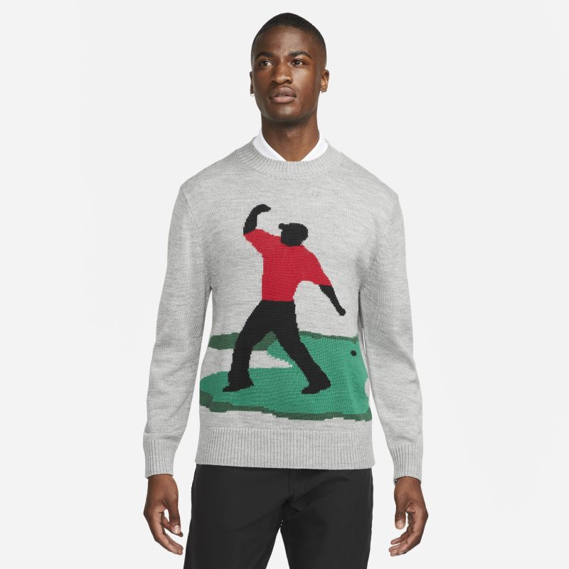 Męska bluza do golfa z dzianiny swetrowej z półokrągłym dekoltem Tiger Woods - Szary