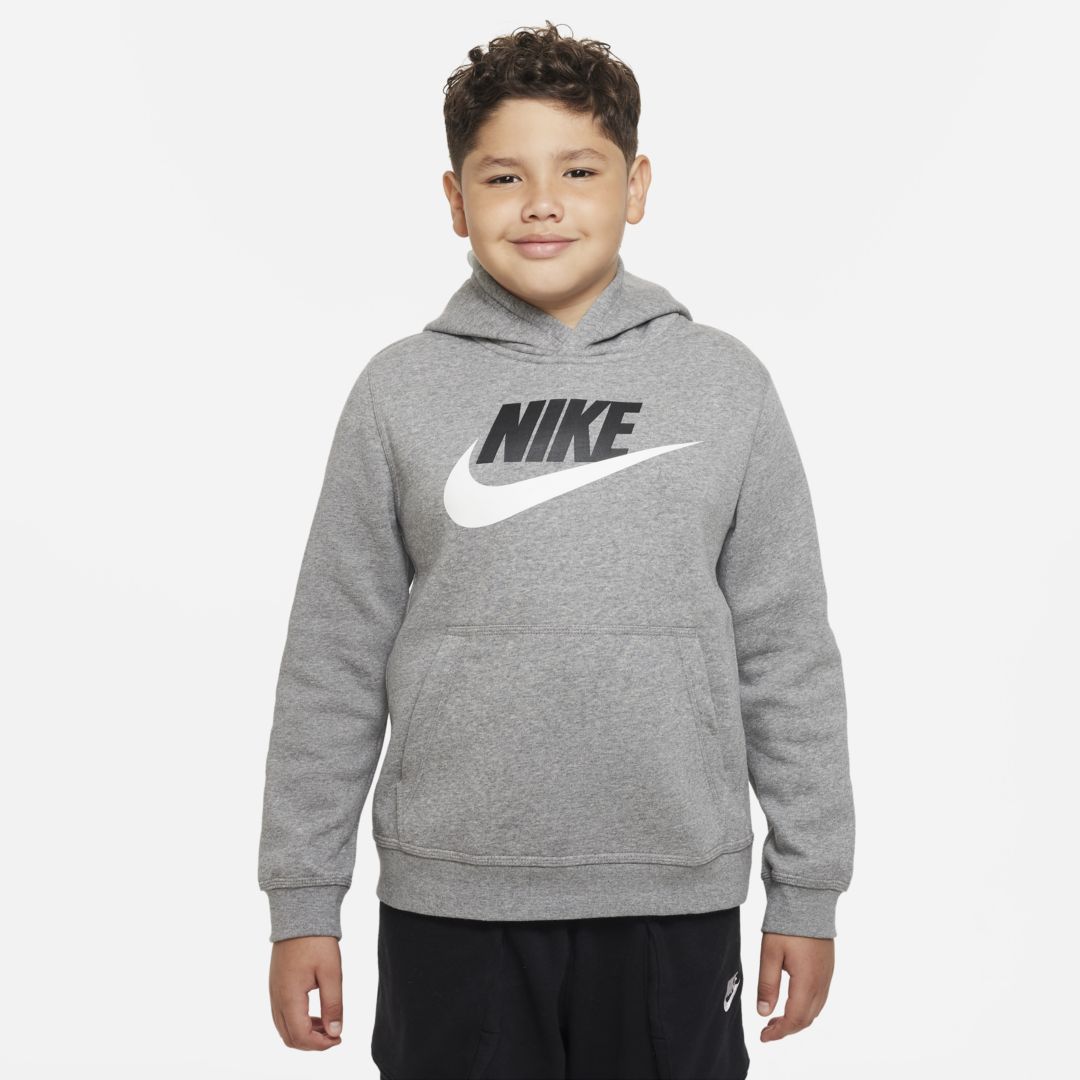 Nike Sportswear Club Fleece Big Kids' Pullover Hoodie (extended Size) In Grey