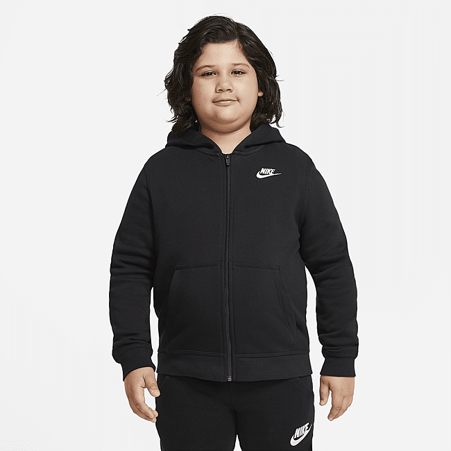 фото Худи с молнией во всю длину для мальчиков школьного возраста nike sportswear club fleece (расширенный размерный ряд) - черный