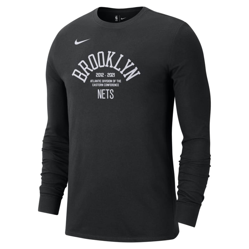 Męski T-shirt z długim rękawem Nike NBA Brooklyn Nets Courtside - Czerń