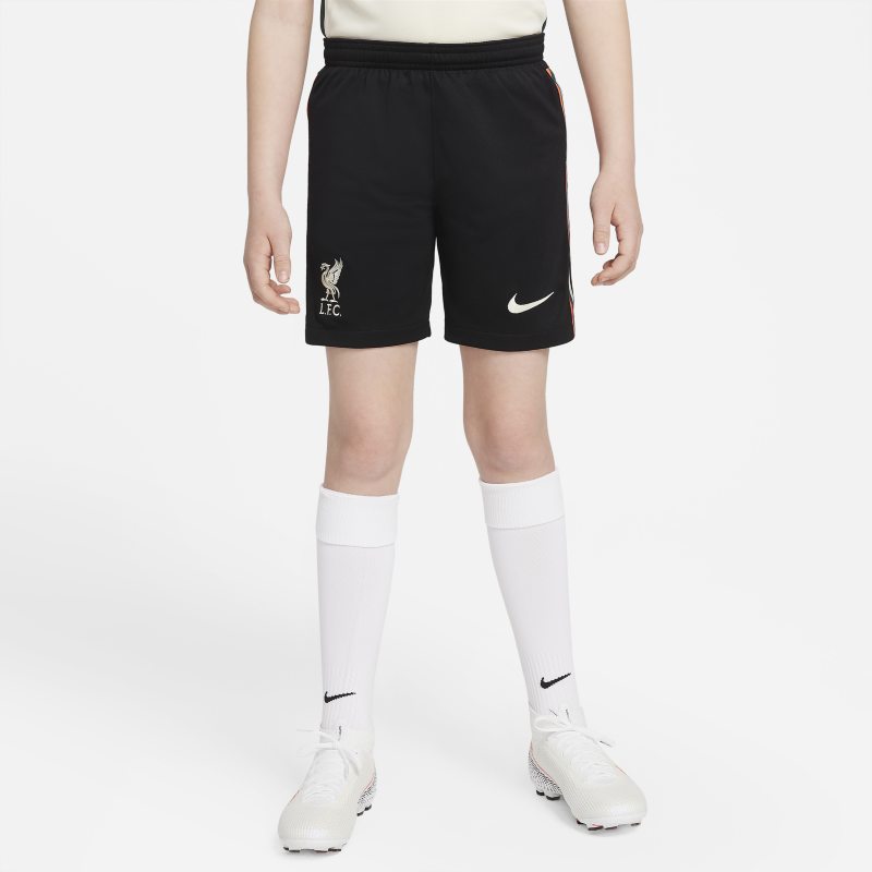 Spodenki piłkarskie dla dużych dzieci Nike Dri-FIT Liverpool FC 2021/22 Stadium (wersja wyjazdowa) - Czerń